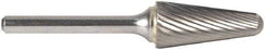 M.A. Ford - 1/2" Cut Diam, 6mm Shank Diam, Taper Head Double Cut Burr - Carbide, Radius End, 30mm LOC, 182mm OAL - USA Tool & Supply