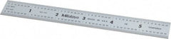 Mitutoyo - 6" Long, 1/64, 1/32, 1/16, 1/8" Graduation, Rigid Stainless Steel Rule - 4R Graduation Style, 3/4" Wide, Silver, Satin Chrome Finish - USA Tool & Supply