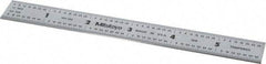 Mitutoyo - 6" Long, 1/100, 1/64, 1/50, 1/32" Graduation, Rigid Stainless Steel Rule - 16R Graduation Style, 3/4" Wide, Silver, Satin Chrome Finish - USA Tool & Supply