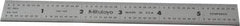 Mitutoyo - 6" Long, 1/64, 1/32" and 0.5, 1mm Graduation, Rigid Stainless Steel Rule - English/Metric Graduation Style, 3/4" Wide, Silver, Satin Chrome Finish - USA Tool & Supply