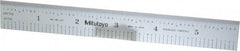 Mitutoyo - 6" Long, 1/100, 1/10" and 0.5, 1mm Graduation, Rigid Stainless Steel Rule - Decimal/Metric Graduation Style, 3/4" Wide, Silver, Satin Chrome Finish - USA Tool & Supply