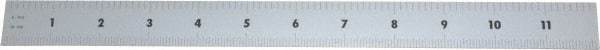 Mitutoyo - 12" Long, 1/64, 1/32, 1/16, 1/8" Graduation, Rigid Stainless Steel Rule - 4R Graduation Style, 1" Wide, Silver, Satin Chrome Finish - USA Tool & Supply