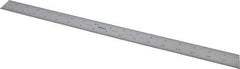Mitutoyo - 18" Long, 1/100, 1/64, 1/50, 1/32" Graduation, Rigid Stainless Steel Rule - 16R Graduation Style, 1-3/16" Wide, Silver, Satin Chrome Finish - USA Tool & Supply