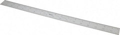 Mitutoyo - 18" Long, 1/100, 1/64, 1/32, 1/10" Graduation, Rigid Stainless Steel Rule - 5R Graduation Style, 1-3/16" Wide, Silver, Satin Chrome Finish - USA Tool & Supply