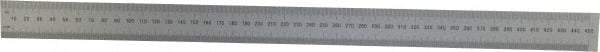 Mitutoyo - 18" Long, 1/64, 1/32" and 0.5, 1mm Graduation, Rigid Stainless Steel Rule - English/Metric Graduation Style, 1-3/16" Wide, Silver, Satin Chrome Finish - USA Tool & Supply