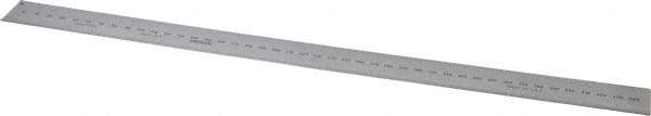 Mitutoyo - 450mm Long, 1/64, 1/32" and 0.5, 1mm Graduation, Rigid Stainless Steel Rule - Metric Graduation Style, 1-3/16" Wide, Silver, Satin Chrome Finish - USA Tool & Supply