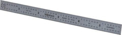 Mitutoyo - 6" Long, 1/64, 1/32, 1/16, 1/8" Graduation, Flexible Stainless Steel Rule - 4R Graduation Style, 1/2" Wide, Silver, Satin Chrome Finish - USA Tool & Supply