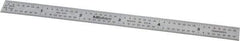 Mitutoyo - 6" Long, 1/64, 1/32" and 0.5, 1mm Graduation, Flexible Stainless Steel Rule - English/Metric Graduation Style, 1/2" Wide, Silver, Satin Chrome Finish - USA Tool & Supply