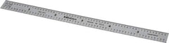 Mitutoyo - 6" Long, 1/100, 1/10" and 0.5, 1mm Graduation, Flexible Stainless Steel Rule - Decimal/Metric Graduation Style, 1/2" Wide, Silver, Satin Chrome Finish - USA Tool & Supply