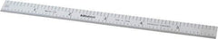 Mitutoyo - 6" Long, 1/50, 1/10" and 0.5, 1mm Graduation, Flexible Stainless Steel Rule - Decimal/Metric Graduation Style, 1/2" Wide, Silver, Satin Chrome Finish - USA Tool & Supply