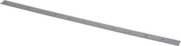 Mitutoyo - 12" Long, 1/100, 1/64, 1/32, 1/10" Graduation, Flexible Stainless Steel Rule - 5R Graduation Style, 1/2" Wide, Silver, Satin Chrome Finish - USA Tool & Supply