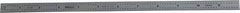 Mitutoyo - 12" Long, 1/64, 1/32" and 0.5, 1mm Graduation, Flexible Stainless Steel Rule - English/Metric Graduation Style, 1/2" Wide, Silver, Satin Chrome Finish - USA Tool & Supply