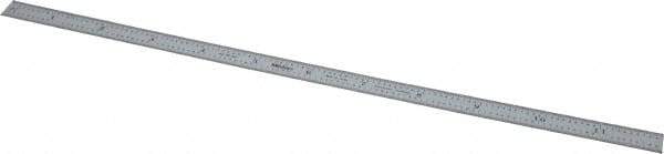 Mitutoyo - 12" Long, 1/100, 1/50" and 0.5, 1mm Graduation, Flexible Stainless Steel Rule - Decimal/Metric Graduation Style, 1/2" Wide, Silver, Satin Chrome Finish - USA Tool & Supply