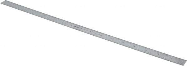 Mitutoyo - 18" Long, 1/100, 1/64, 1/50, 1/32" Graduation, Flexible Stainless Steel Rule - 16R Graduation Style, 3/4" Wide, Silver, Satin Chrome Finish - USA Tool & Supply