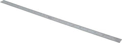 Mitutoyo - 18" Long, 1/100, 1/64, 1/50, 1/32" Graduation, Flexible Stainless Steel Rule - 16R Graduation Style, 3/4" Wide, Silver, Satin Chrome Finish - USA Tool & Supply