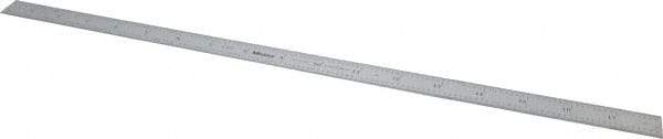 Mitutoyo - 18" Long, 1/100, 1/64, 1/32, 1/10" Graduation, Flexible Stainless Steel Rule - 5R Graduation Style, 3/4" Wide, Silver, Satin Chrome Finish - USA Tool & Supply