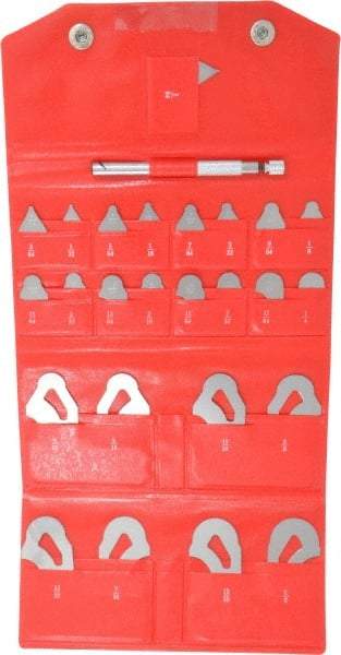 Mitutoyo - 25 Piece, 1/64 to 1/2 Inch Radius, Stainless Steel Radius Gage Set - Satin Chrome Coated - USA Tool & Supply