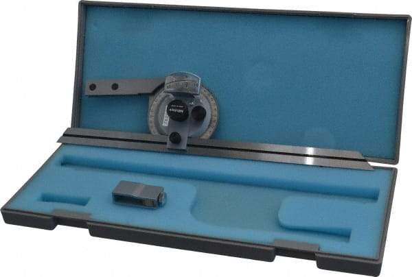 Mitutoyo - 12 Inch Long Blade, 360° Max Measurement, Bevel Protractor - Accuracy up to 5 Min, 1° Dial Graduation - USA Tool & Supply