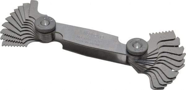Mitutoyo - 21 Leaf, 0.4 to 7mm Pitch Range, Screw Pitch Gage - 60° Thread Angle - USA Tool & Supply