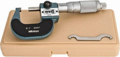 Mitutoyo - 0 to 1" Range, 0.0001" Graduation, Mechanical Outside Micrometer - Friction Thimble, Accurate to 0.0001", Digital Counter - USA Tool & Supply