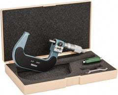 Mitutoyo - 2 to 3" Range, 0.0001" Graduation, Mechanical Outside Micrometer - Ratchet Stop Thimble, Accurate to 0.0001", Digital Counter - USA Tool & Supply