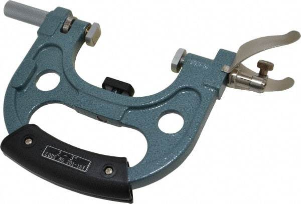 Mitutoyo - 2 to 3 Inch, Snap Gage - 0.0001 Inch Graduation, 15 N Measuring Force, Carbide Anvil, Dial Display - USA Tool & Supply