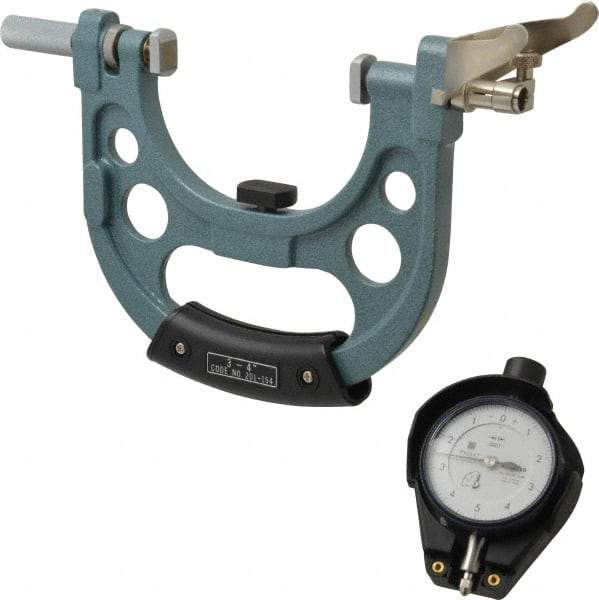 Mitutoyo - 3 to 4 Inch, Snap Gage - 0.0001 Inch Graduation, Dial Display - USA Tool & Supply
