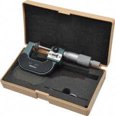 Mitutoyo - 0 to 1 Inch, 0.001 Inch Graduation, Ratchet Stop Thimble, Mechanical Disc Micrometer - 0.0002 Inch Accuracy, 20mm Disc, 6.35mm Spindle - USA Tool & Supply