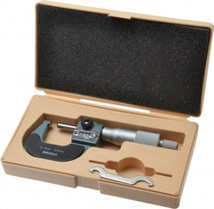 Mitutoyo - 25mm Max Measurement, 0.01mm Graduation, Spherical Face Micrometer - Accuracy Up to 3 micro m, Baked Enamel Coated, Steel Measuring Face Material, Mechanical Operation, Ratchet Stop Thimble, Ball - USA Tool & Supply