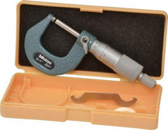 Mitutoyo - 0 to 1" Range, 0.001" Graduation, Mechanical Outside Micrometer - Ratchet Stop Thimble, Accurate to 0.0001" - USA Tool & Supply