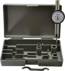 Mitutoyo - 0.02 Inch Range, 0.0005 Inch Dial Graduation, Horizontal Dial Test Indicator - 1.27 Inch White Dial, 0-10-0 Dial Reading, Accurate to 0.0005 Inch - USA Tool & Supply