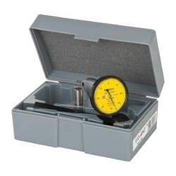 Mitutoyo - 0.03 Inch Range, 0.0005 Inch Dial Graduation, Vertical Dial Test Indicator - 1.5748 Inch White Dial, 0-15-0 Dial Reading, Accurate to 0.0005 Inch - USA Tool & Supply