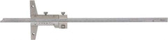 Mitutoyo - 0 to 12 Inch Measurement Range, 410mm Rule Length, 4 Inch Base Length, Vernier Depth Gage - 0.001 Inch Graduation, Accurate to 0.0015 Inch, Stainless Steel, Satin Chrome Coated - USA Tool & Supply