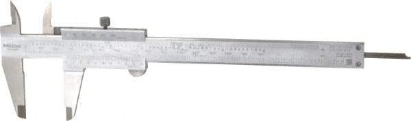 Mitutoyo - 0 to 6" Stainless Steel Vernier Caliper - 0.02mm Graduation, 40mm Jaw Depth, 0.03mm Accuracy - USA Tool & Supply