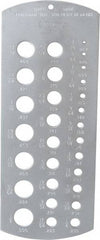 Mitutoyo - 1/16 Inch to 1/2 Inch Hole Size Drill Gage - 6-3/8 Inch Long, 2-1/2 Inch Wide, 29 Holes - USA Tool & Supply