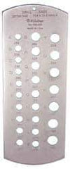 Mitutoyo - A Letter to Z Letter Hole Size Drill Gage - 6-3/8 Inch Long, 2-1/2 Inch Wide, 26 Holes - USA Tool & Supply