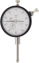 Mitutoyo - 1" Range, 0-100 Dial Reading, 0.001" Graduation Dial Drop Indicator - 2-3/16" Dial, 0.1" Range per Revolution, 0.002" Accuracy, Revolution Counter - USA Tool & Supply