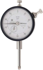 Mitutoyo - 1" Range, 0-100 Dial Reading, 0.001" Graduation Dial Drop Indicator - 2-3/16" Dial, 0.1" Range per Revolution, 0.002" Accuracy, Revolution Counter - USA Tool & Supply
