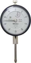 Mitutoyo - 1" Range, 0-50 Dial Reading, 0.0005" Graduation Dial Drop Indicator - 2-3/16" Dial, 0.05" Range per Revolution, 0.002" Accuracy, Revolution Counter - USA Tool & Supply