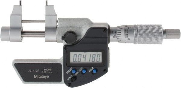 Mitutoyo - 0.2 to 1.2" Range, 0.00005" Resolution, Electronic Inside & Tubular Micrometer - USA Tool & Supply