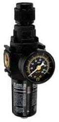ARO/Ingersoll-Rand - 1/4" NPT Port Compact 1 Piece Filter/Regulator FRL Unit - Polycarbonate Bowl, 72 SCFM, 150 Max psi, 8.15" High x 2.205" Long, Manual Drain - USA Tool & Supply