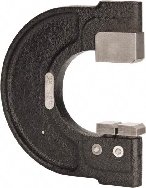 YPG - 1-1/4 to 1-1/2 Inch, Cast Iron 4 Frame Snap Gage - 0.001 Inch Graduation, Hardened Tool Steel Anvil - USA Tool & Supply
