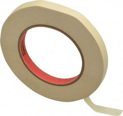 3M - 1/2" Wide x 60 Yd Long Tan Paper Masking Tape - Series 214, 5.8 mil Thick, 27 In/Lb Tensile Strength - USA Tool & Supply
