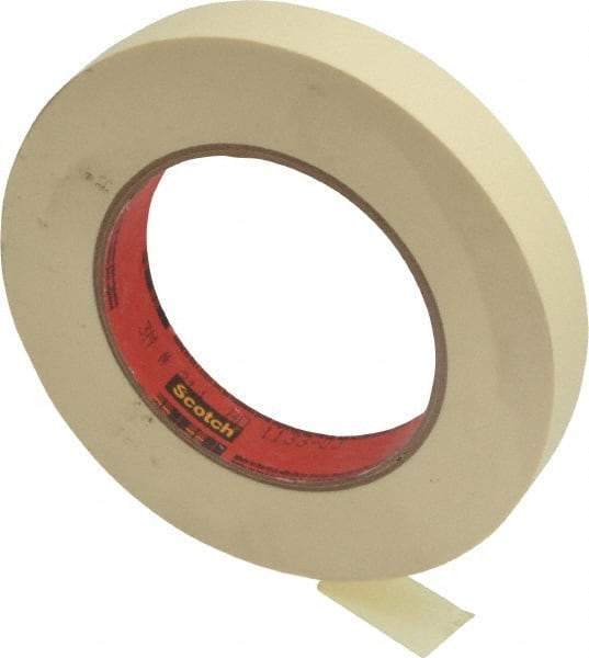 3M - 3/4" Wide x 60 Yd Long Tan Paper Masking Tape - Series 214, 5.8 mil Thick, 27 In/Lb Tensile Strength - USA Tool & Supply