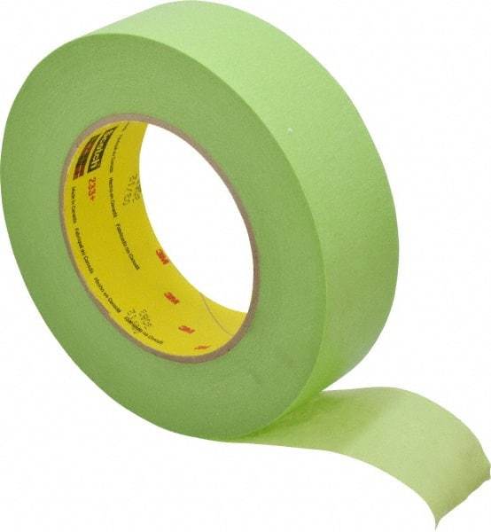 3M - 1-1/2" Wide x 60 Yd Long Green Paper Masking Tape - Series 401+/233+, 6.7 mil Thick, 25 In/Lb Tensile Strength - USA Tool & Supply