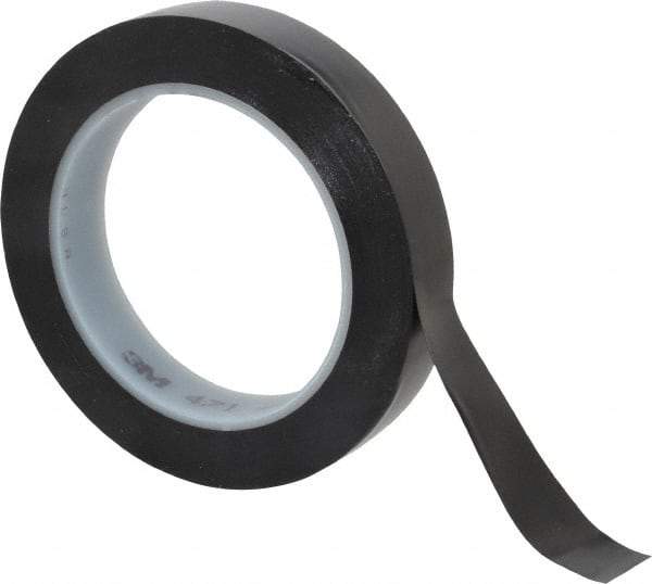 3M - Black Solid Color Vinyl Tape - 3/4" Wide x 108' Long x 5.2 mil Thick, General Traffic - USA Tool & Supply