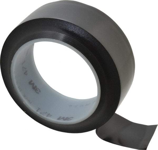 3M - Black Solid Color Vinyl Tape - 1-1/2" Wide x 108' Long x 5.2 mil Thick, General Traffic - USA Tool & Supply