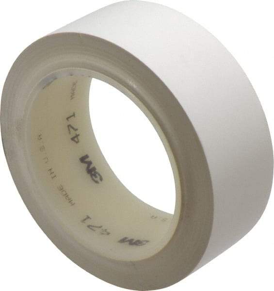 3M - White Solid Color Vinyl Tape - 1-1/2" Wide x 108' Long x 5.2 mil Thick, General Traffic - USA Tool & Supply