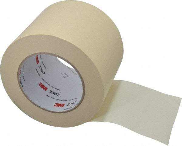 3M - 4" Wide x 60 Yd Long Tan Paper Masking Tape - Series 2307, 5.2 mil Thick, 23 In/Lb Tensile Strength - USA Tool & Supply