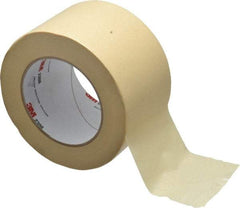 3M - 3" Wide x 60 Yd Long Tan Paper Masking Tape - Series 2308, 5.3 mil Thick, 22 In/Lb Tensile Strength - USA Tool & Supply